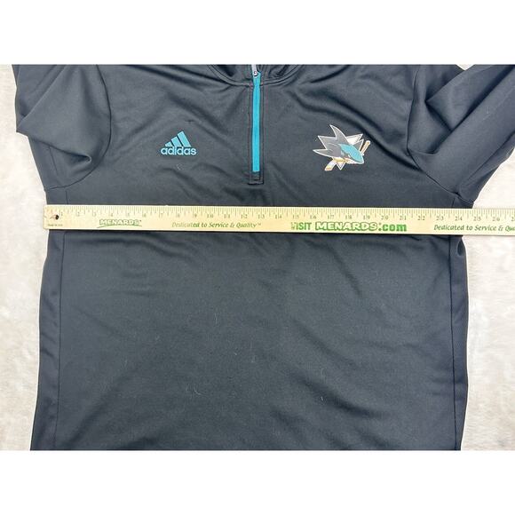 Adidas NHL San Jose Sharks 1/4 Zip Athletic Top Mens Black Long Sleeve Size XL - Picture 4 of 11